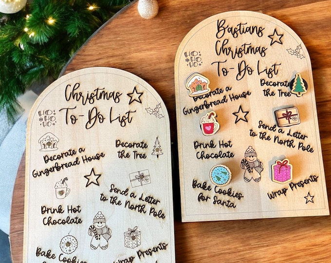 Christmas Bucket List Wood with Magnetic Ornaments