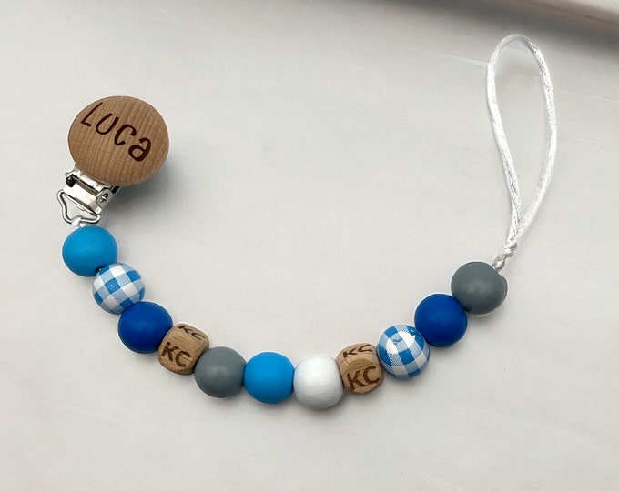 Personalized Pacifier clip, baby shower gift, baby gift, baby boy, blue