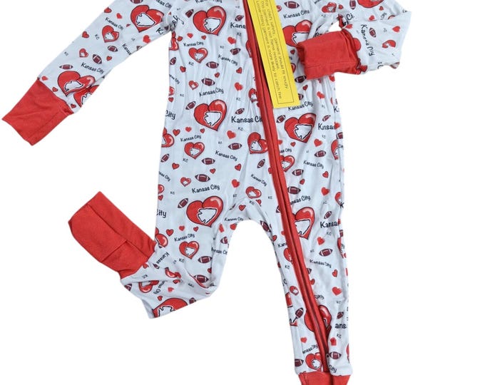 Bamboo Sleeper, Pajama Kansas City Football Romper, Baby, Toddler, Love, 0-3 Month - 2T