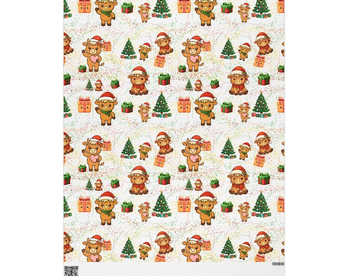 Festive Wrapping Paper, Christmas Gift Wrap, Holiday Wrapping Sheets, Cute Animal Design, Seasonal Gift Wrap, Cheerful Celebration Paper