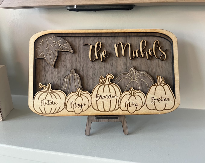 Family Tree Pumpkin Frame engraved with names, family memories
