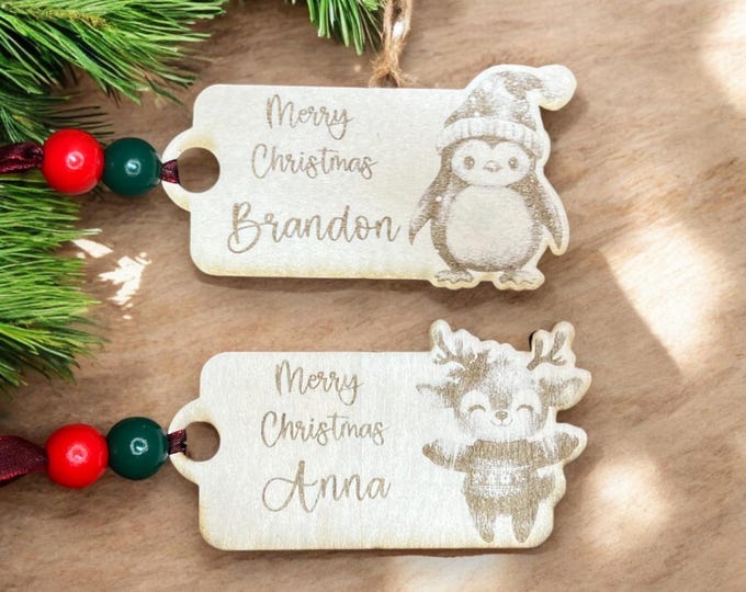 Personalized Gift Tags, Animal Woodland Design, Children, Parents, Grandparents, Christmas gift, stocking stuffer, wrapping, deer, bear