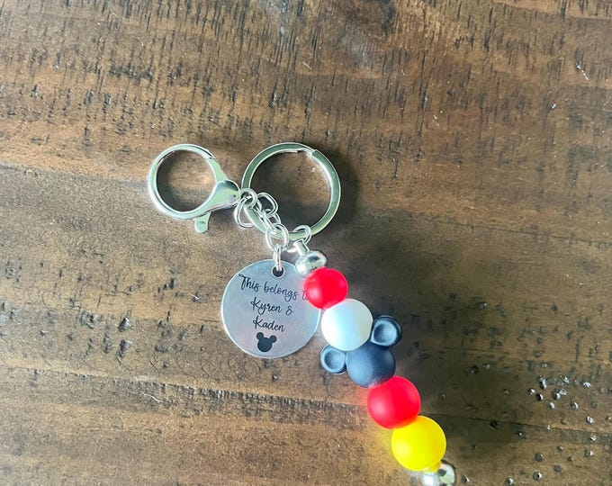 Personalized Stroller or Diaper Bag Charm with Mouse Design