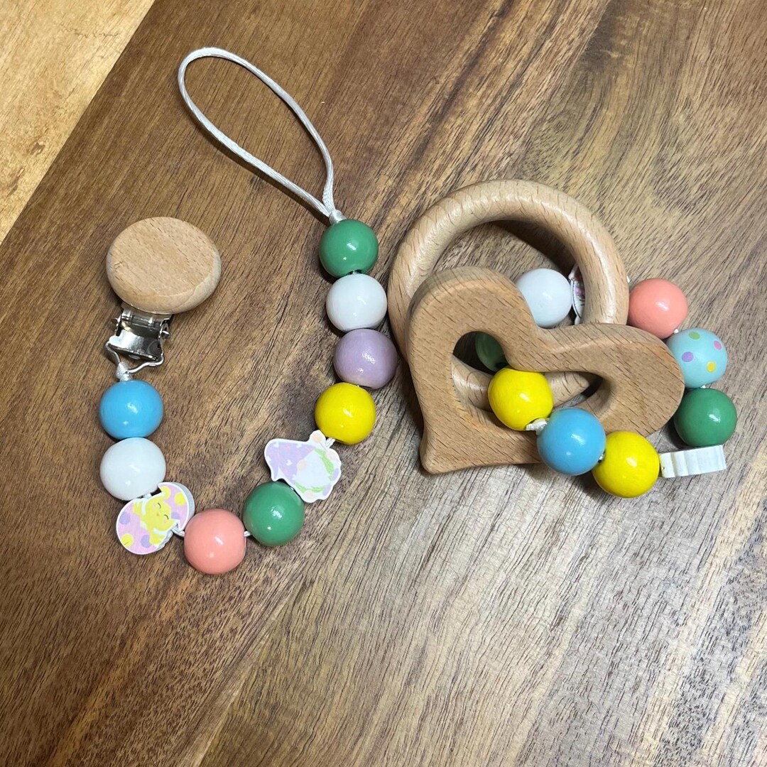 Easter Baby Rattle and Pacifier Clip, Personalized With Bunny, Gnomes ...
