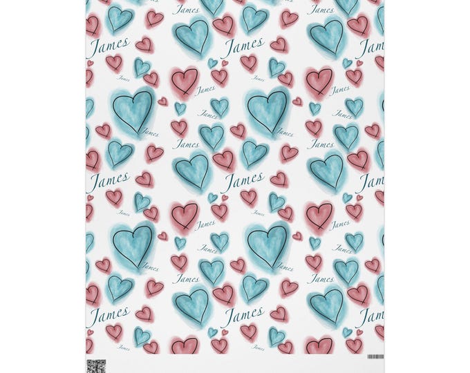 Personalized Heart Pattern Wrapping Paper: Custom Valentine's Day Gift Wrap