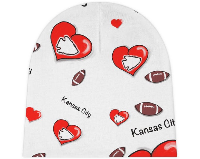 Kansas City Football Baby Beanie, Cute Baby Hat, Infant Knit Cap, Baby Shower Gift, Newborn Beanie for Kansas City Football Lovers