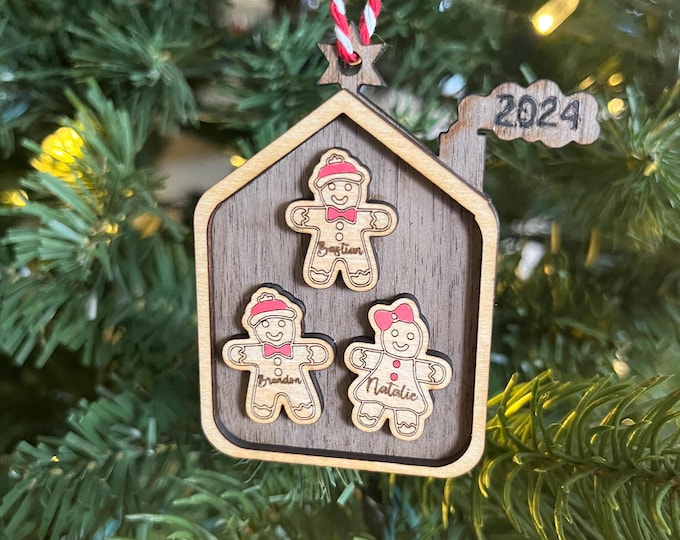 Personalized Family Christmas Ornament 2025: Gingerbread House Design