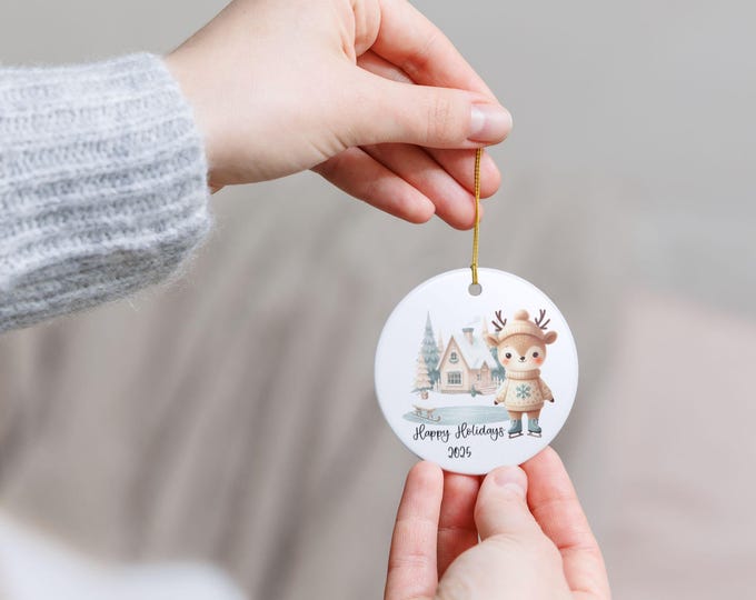 Whimsical Holiday Ornament, Happy Holidays 2025