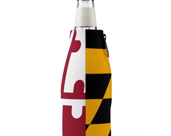 Maryland Flag Zip-Up Bottle Cooler Sleeve | State Flag Can Cooler