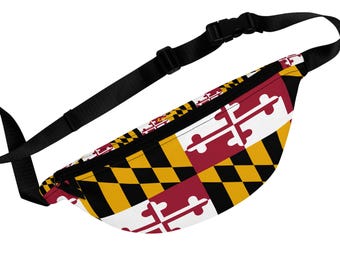 Maryland Flag Fanny Pack | State Flag Waist Bag, Black Gold Red Pattern