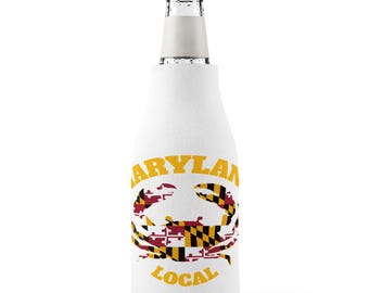 Maryland Flag Crab Zip-Up Bottle Cooler Sleeve | Local State Pride