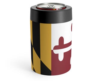 Blikhouder met achterklep met vlag van Maryland - frisdrankkoeler, bumperisolatie drank, gamedagcadeau, voetbal, picknickdrankje