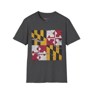 Maryland Distressed Flag Patriotic T-Shirt, Baltimore Tee, Reversible Shirt, USA Apparel, Graphic Tee