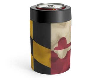 Maryland Distressed Flag Tailgate Can Holder - Beer Soda Cooler, Tailgating Beverage Insulator, Game Day Gift, Football, Picnic Drink