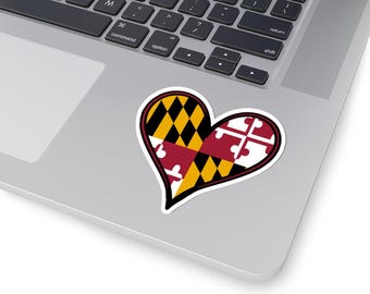 Valetine's Maryland Flag Heart Sticker | Kiss-Cut Vinyl Decal, State Pride