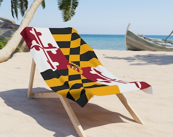 Maryland State Flag Beach Towel, Chesapeake Bay, Red Gold Black