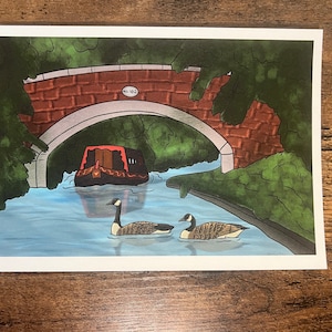 Impresión artística Puente 102 A5 / Impresión artística de canal / Impresión artística de barco / Impresión artística de naturaleza / Impresión artística de paisaje / Impresión artística de vida silvestre