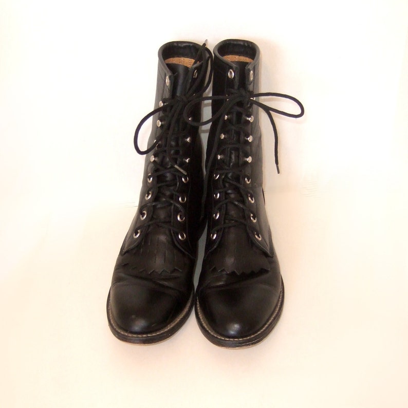 justin lace up boots black