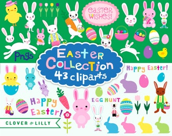 EASTER COLLECTION 93 digital papers and clipart images for invitations, cards, scrapbooking, scrapbook, projects, easter bunny, rabbits