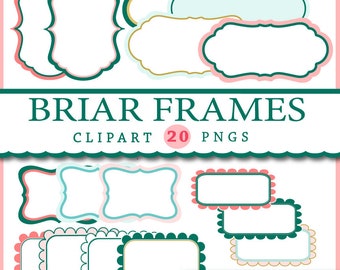 BRIAR FRAMES in png format, 20 labels, frames for card designing, modern, invitation design