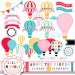 Hot Air Balloons clipart with bright colors Up, Up, and Away, INSTANT Download
