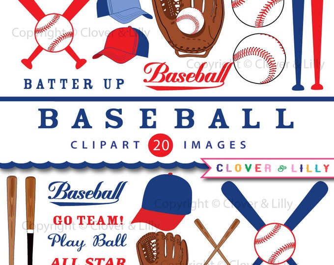 Baseball Set Clipart - Digital Clip Art Graphics, Personal, Commercial ...
