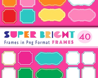 Super Bright Frames and labels for card crafts, design, PNGs, squares, elegant, Instant Download clipart, clip art, designs