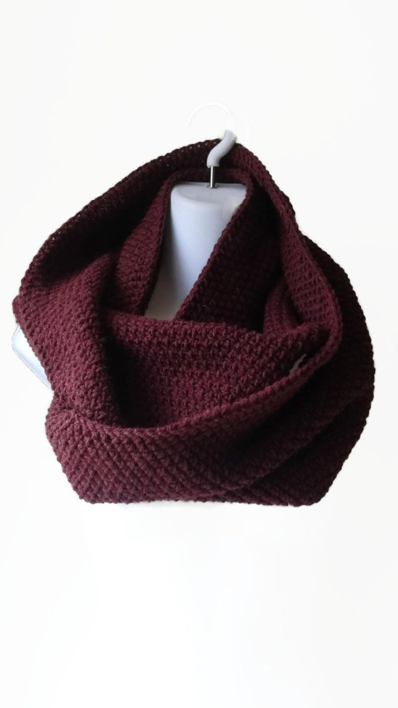 Pure Wool Circle Scarf Choose Your Color, Loop Scarf, Men Women, CHELSEA, Ready to Ship, Brother Boyfriend Gift Burgundy