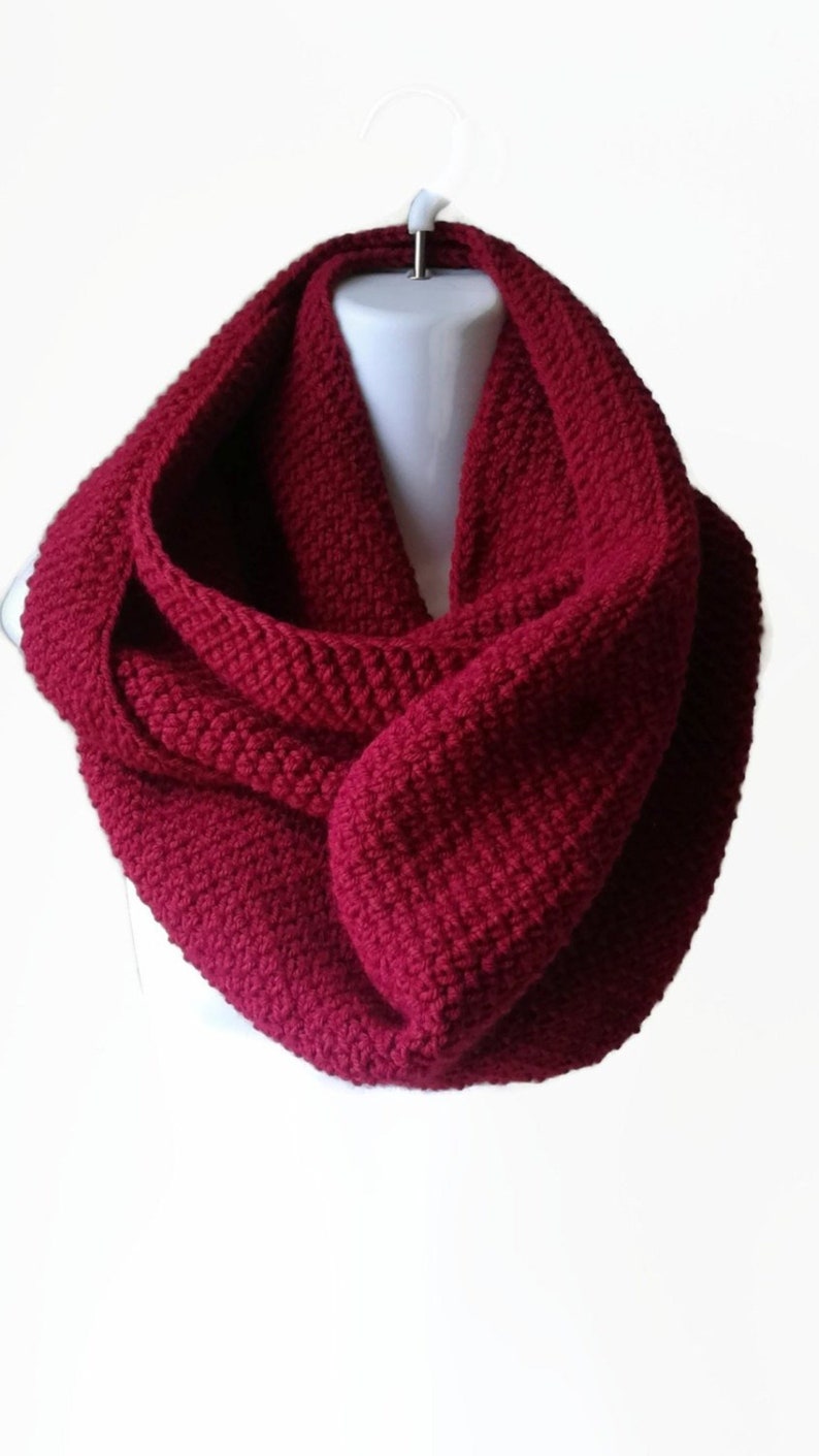 Pure Wool Circle Scarf Choose Your Color, Loop Scarf, Men Women, CHELSEA, Ready to Ship, Brother Boyfriend Gift Red