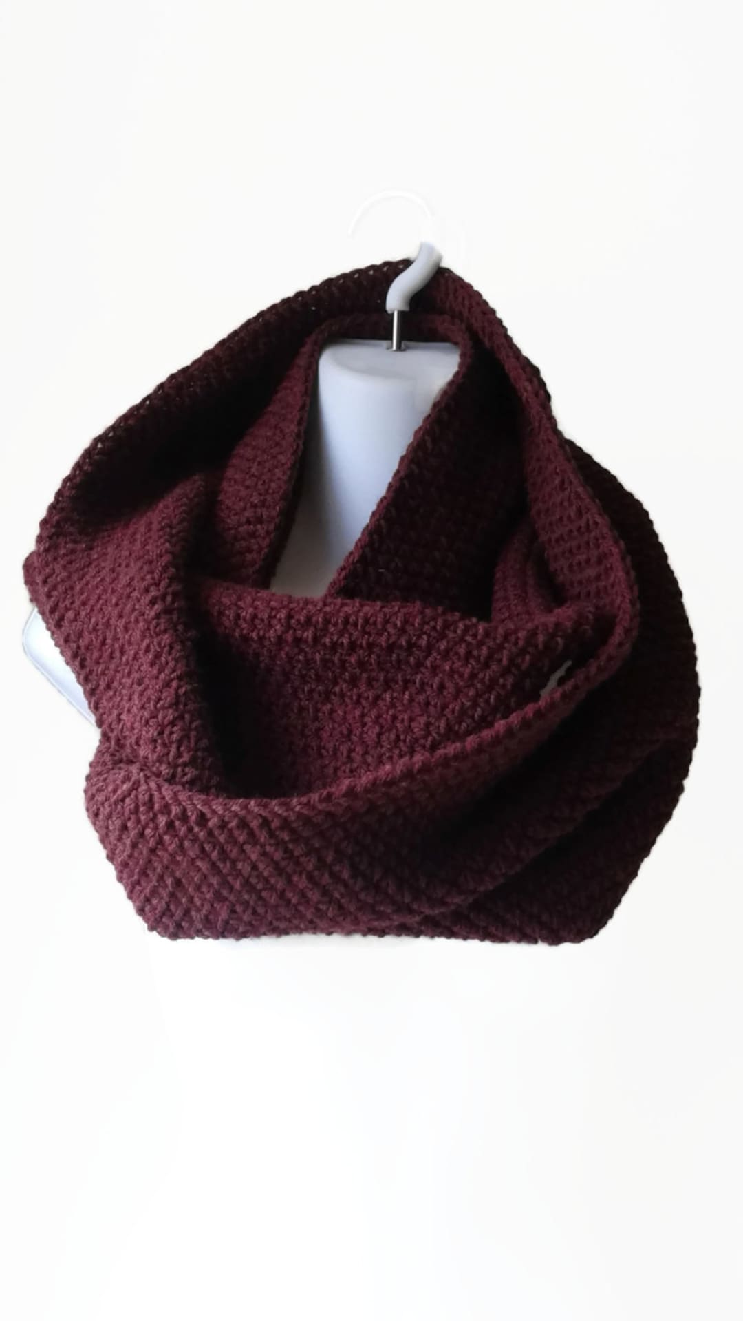 Oxblood Infinity Scarf or Choose Your Color: Wool Blend or Acrylic Knit ...