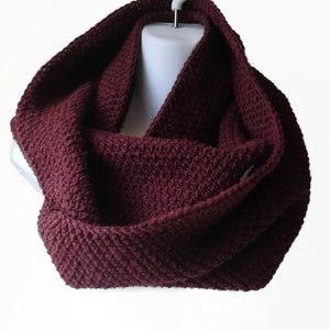 Oxblood Circle Scarf or Choose Your Color Infinity Scarf Wool Blend or Acrylic CHELSEA - Gift for Her or Him