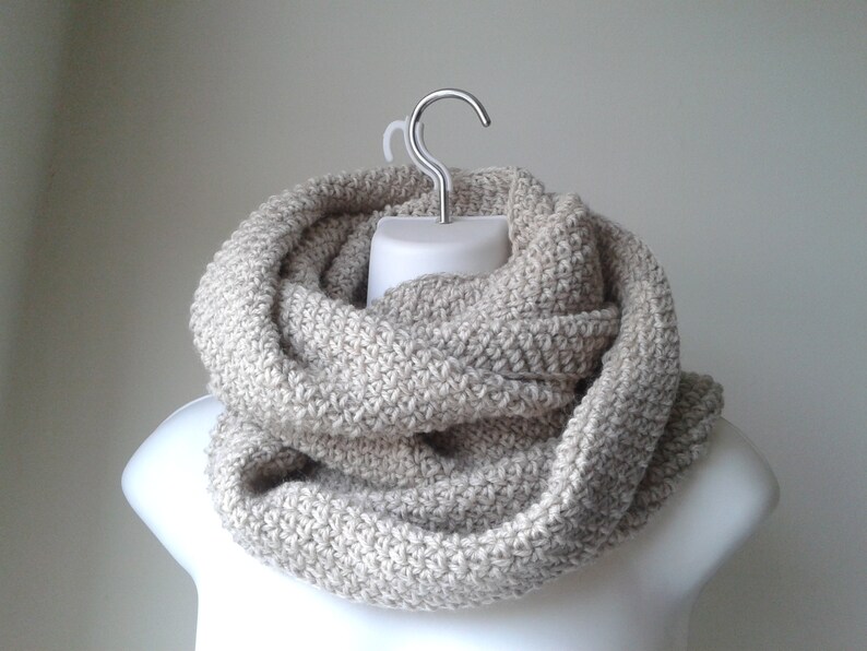 Rustic Wool Circle Scarf Infinity Scarf Choose Your Color Neutral Men Women CHELSEA Ready to Ship Winter Gift For Him or Her Natural