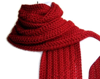 Solid Red Scarf GABLE Gift for Her Gift for Him