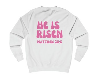 God First, HE IS RISEN - esthetisch sweatshirt/trui met religieuze letters en ronde hals