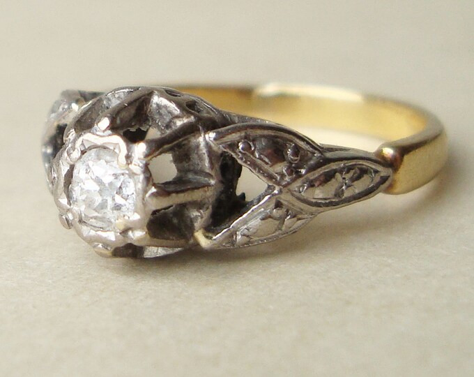 Antique Engagement Ring Diamond Solitaire Ring Art Deco Etsy