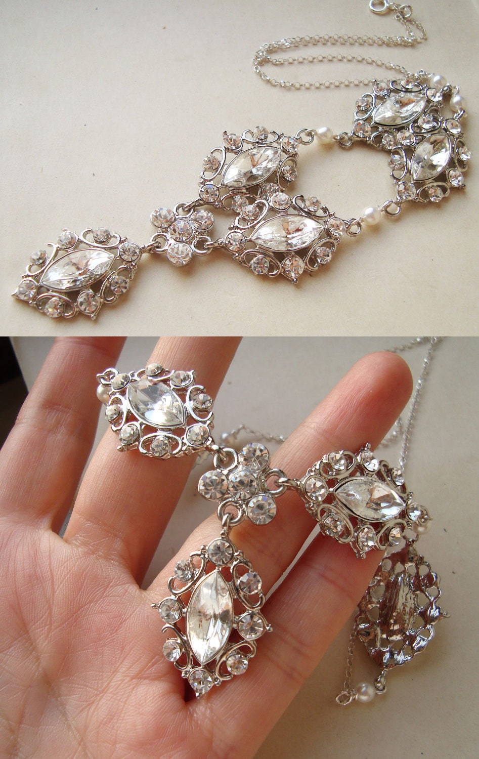 Art Deco Bridal Jewelry Set Wedding Necklace & Earrings Etsy