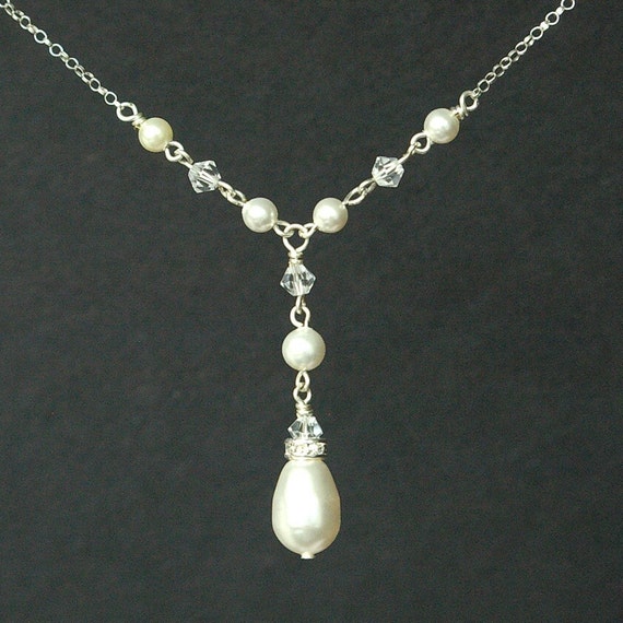 Sterling Silver Bridal Necklace Simple Wedding Necklace Etsy