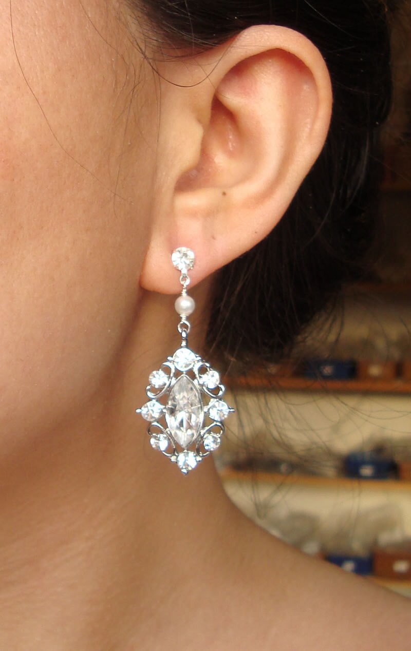 Art Deco Bridal Jewelry Set Wedding Necklace & Earrings Etsy