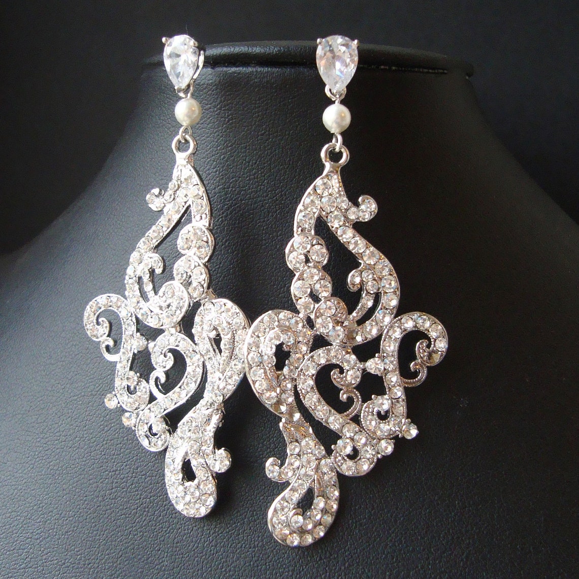 Vintage Style Chandelier Bridal Earrings Statement Bridal Etsy