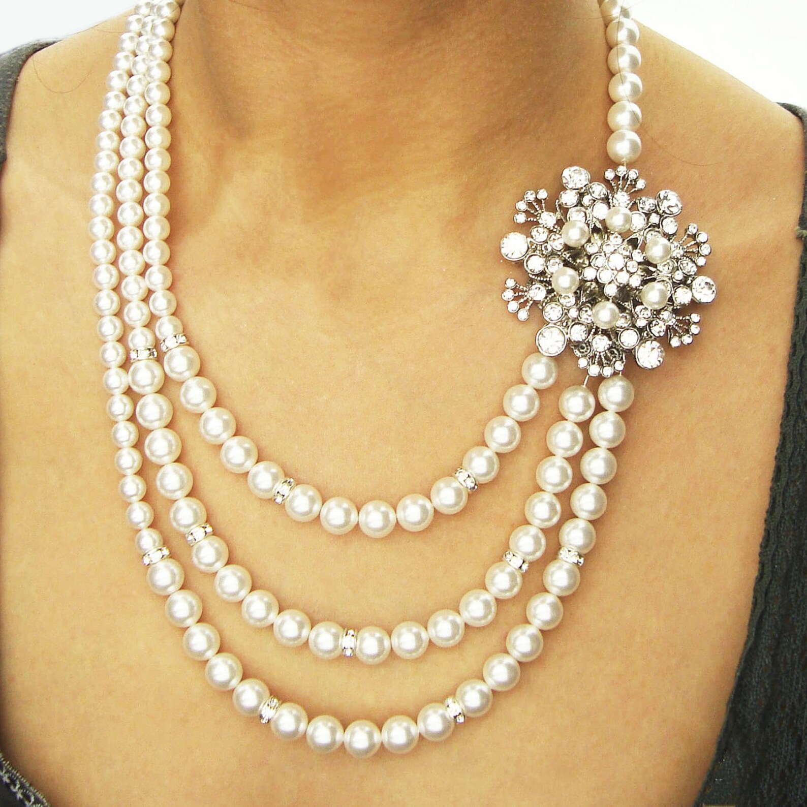 Vintage Style Wedding Jewelry Statement Necklace Pearl Etsy