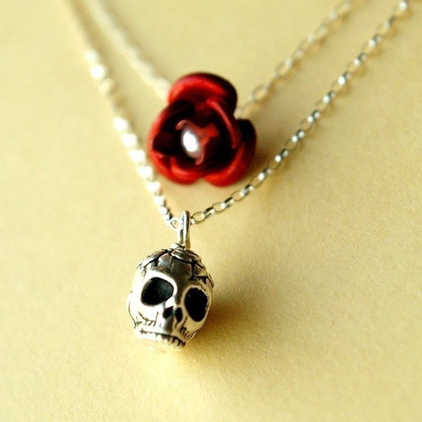 Rosa Muerte, Double Strand Sterling Silver Necklace