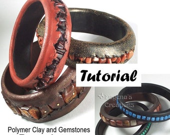 Tutorial: Polymer Clay Cuff Bracelets with Gemstones (PDF Download)