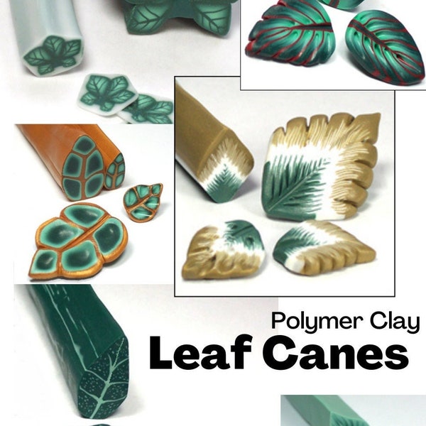 TUTORIAL 15 Leaf Canes Polymer Clay, Millefiori Tutorial, Polymer Clay Leaves, pdf