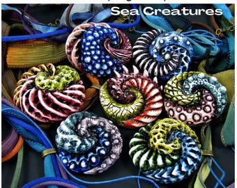 Tutorial: Criaturas marinas de arcilla polimérica, cabujones de estilo orgánico para joyería, collar de dragón (archivo PDF)