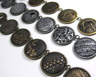 Texture Galore, Tutorial: Polymer Clay Textured Domed Beads, Faux Metal Necklace (PDF File)