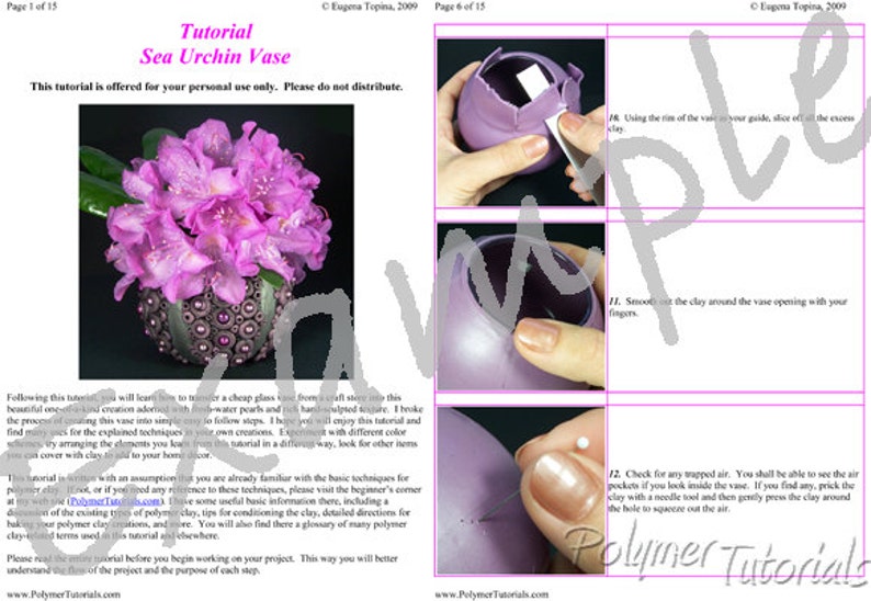 Polymer Clay Vase Tutorial Pdf Instant Download Diy Sea Urchin Vase Ebook Kits How To Tutorials Kientructhanhdat Com
