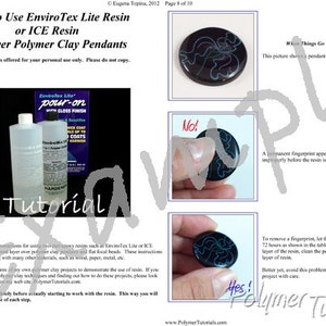 Example pages from complimentary tutorial How to Use Epoxy Resin on Polymer Clay