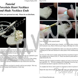 TUTORIAL Polymer Clay Heart Necklace with Sculpted Orchids and Handmade Necklace Ends, Instant Download, PDF image 4