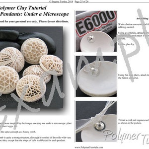 Example pages from the step-by-step tutorial Openwork Polymer Clay Pendants.