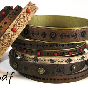 Step by step tutorial how to make polymer clay bracelets that look as if they are made of leather.